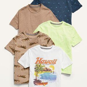 Old Navy NWT Boys XL 14-16 5 Pack Short Sleeve Softest Tees Bug Lion Brown Green
